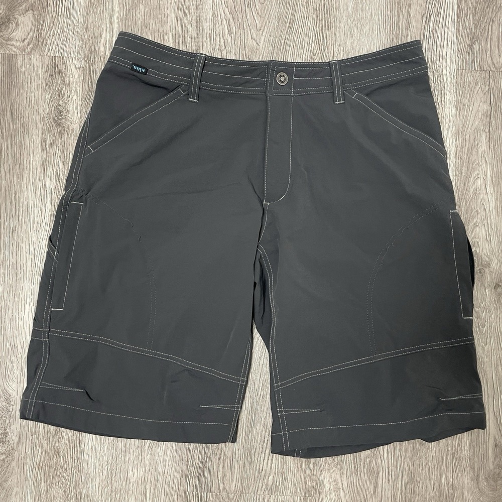 Kuhl Shorts Mens 36 Gray Nylon Cargo Hiking Travel 10" Inseam Lightweight Cargo